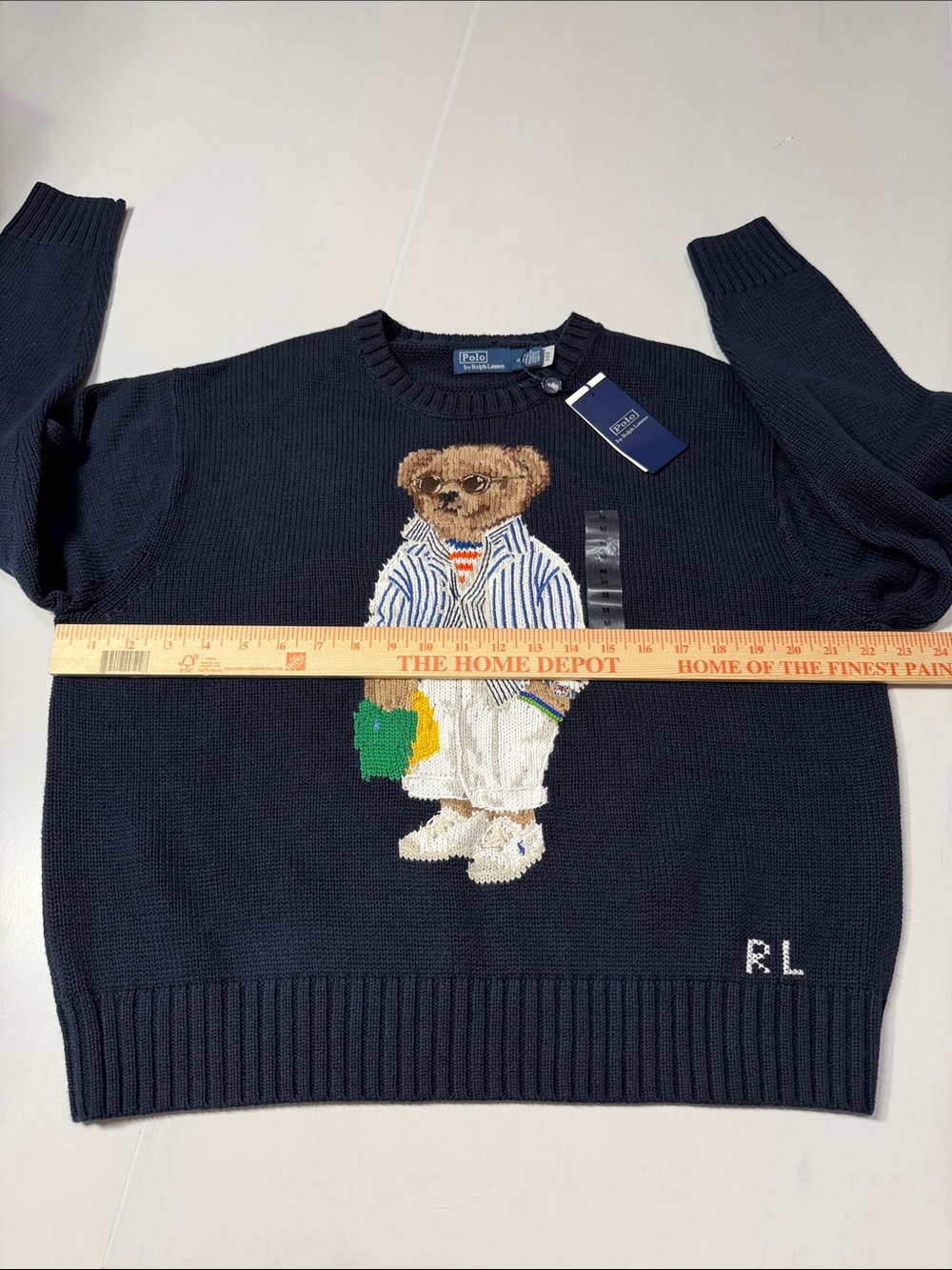 Polo by Ralph Lauren Navy Bear-Embroidered Cotton Crewneck Sweater M NWT - Picture 7 of 9